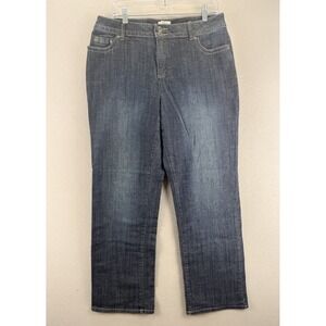Christopher Bank Jeans Women's‎ Sz 12 Stretch High-Rise Embroidered Blue Denim